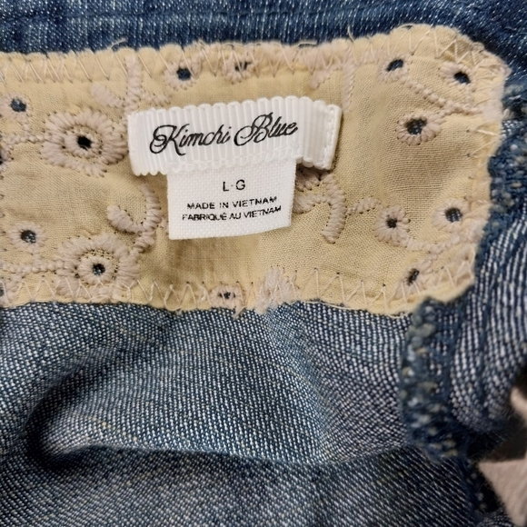 Kimchi Blur Urban Outfitters Denim And Lace Coquette Ruffle Tube Top Size L NWT - Picture 12 of 12